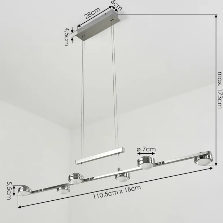 Suspension Fernandaires LED Nickel mat, 12 lumières