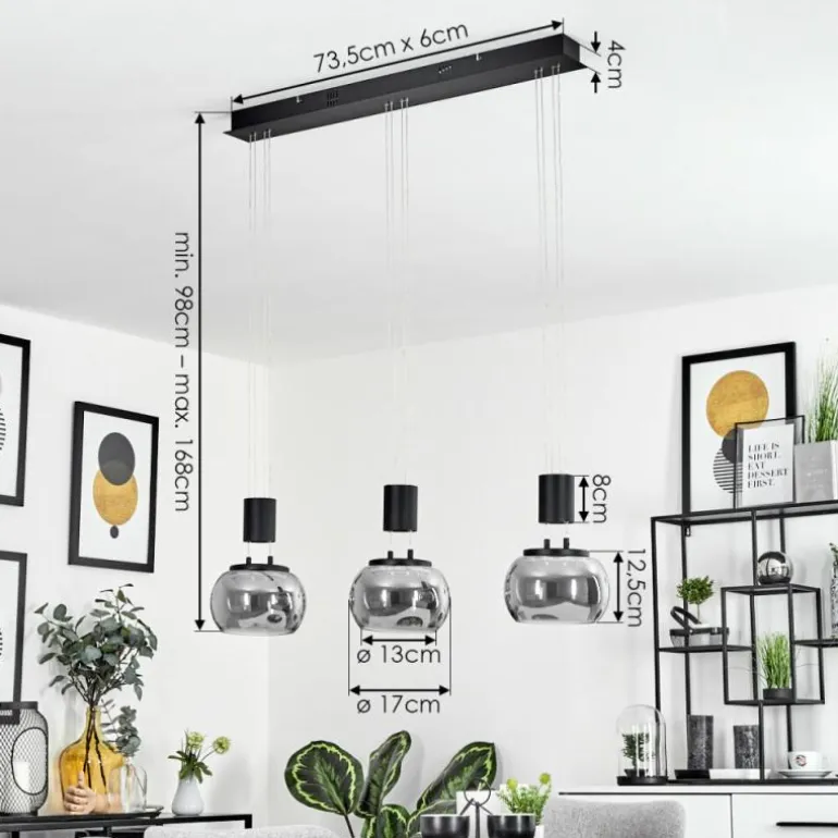 Suspension Izenave LED Noir, 3 lumières