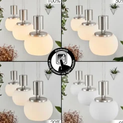Suspension Izenave LED Nickel mat, 3 lumières