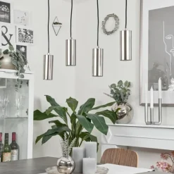 Suspension Javel Chrome, Nickel mat, 4 lumières
