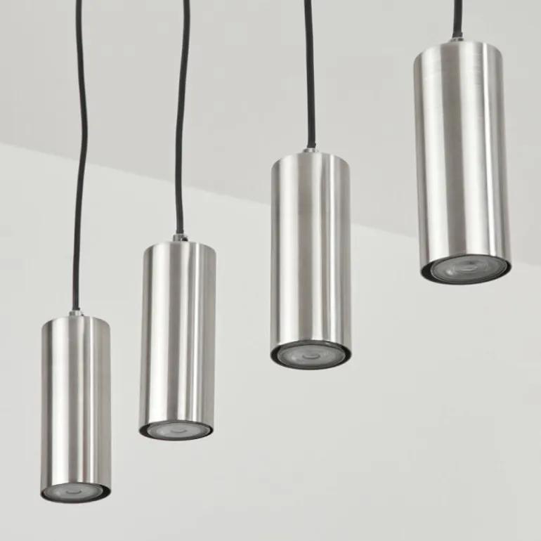 Suspension Javel Chrome, Nickel mat, 4 lumières