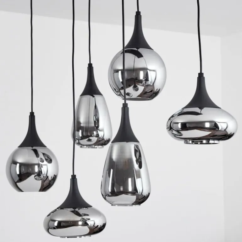 Suspension Maynal Noir, 6 lumières