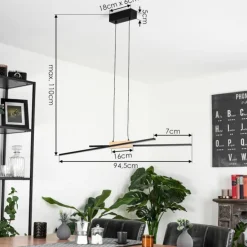 Suspension Meiral LED Noir, 2 lumières