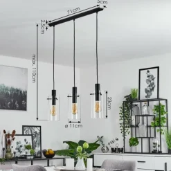 Suspension Miaqui Noir, 3 lumières