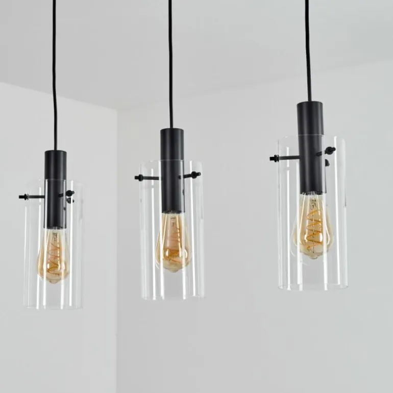 Suspension Miaqui Noir, 3 lumières