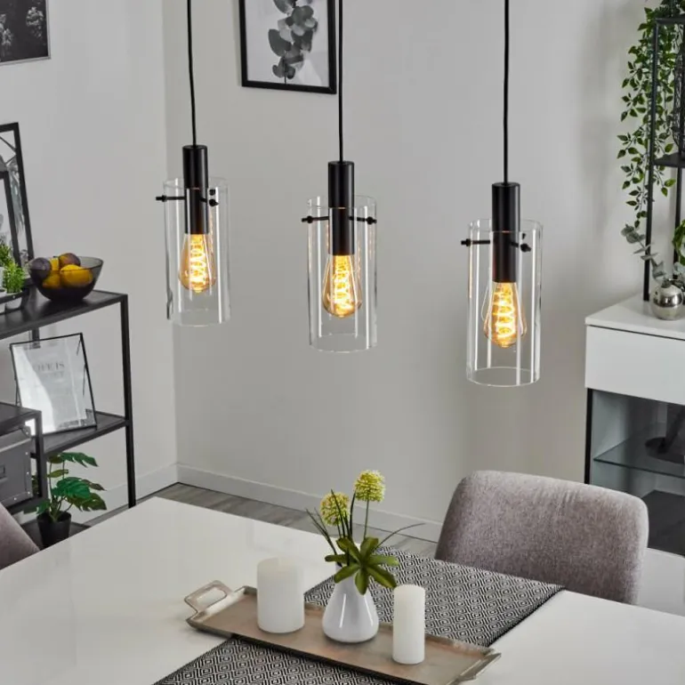 Suspension Miaqui Noir, 3 lumières