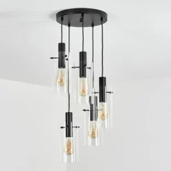 Suspension Miaqui Noir, 5 lumières