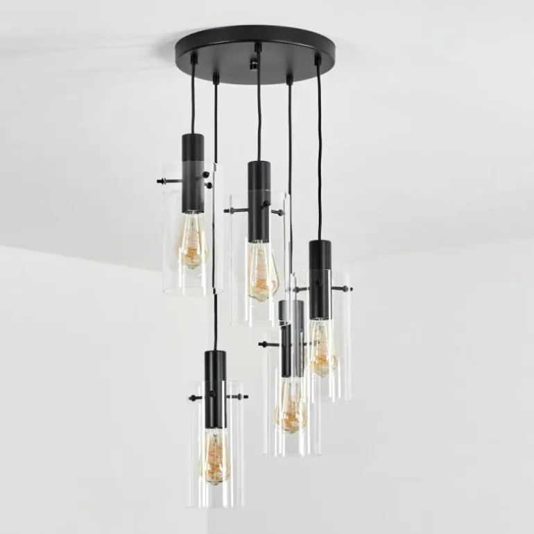 Suspension Miaqui Noir, 5 lumières