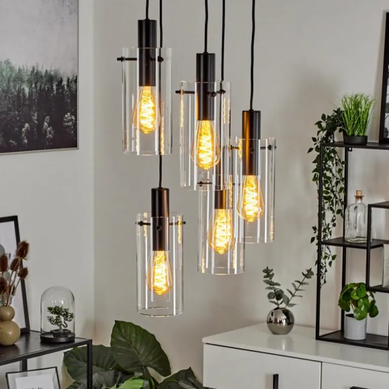 Suspension Miaqui Noir, 5 lumières