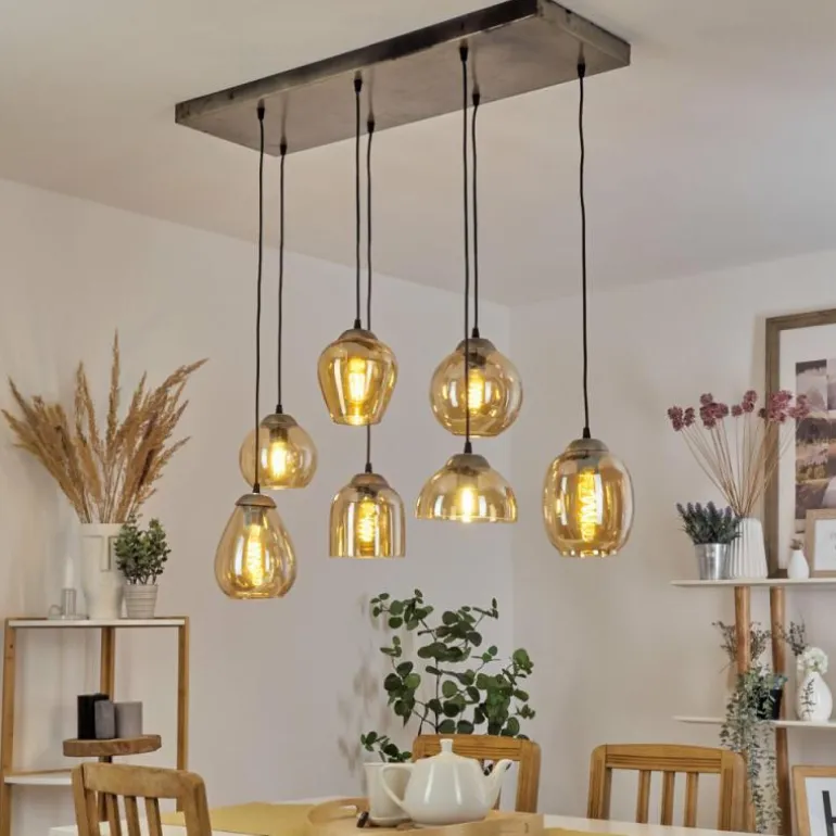 Suspension Nanami Argent Oxydé, Or, 7 lumières