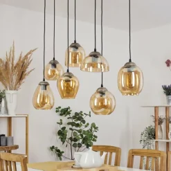 Suspension Nanami Argent Oxydé, Or, 7 lumières