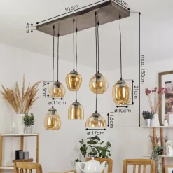Suspension Nanami Argent Oxydé, Or, 7 lumières