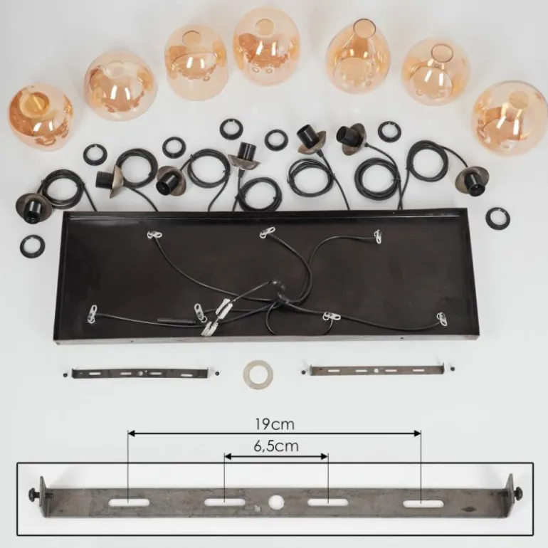Suspension Nanami Argent Oxydé, Or, 7 lumières