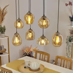 Suspension Nanami Argent Oxydé, Or, 7 lumières