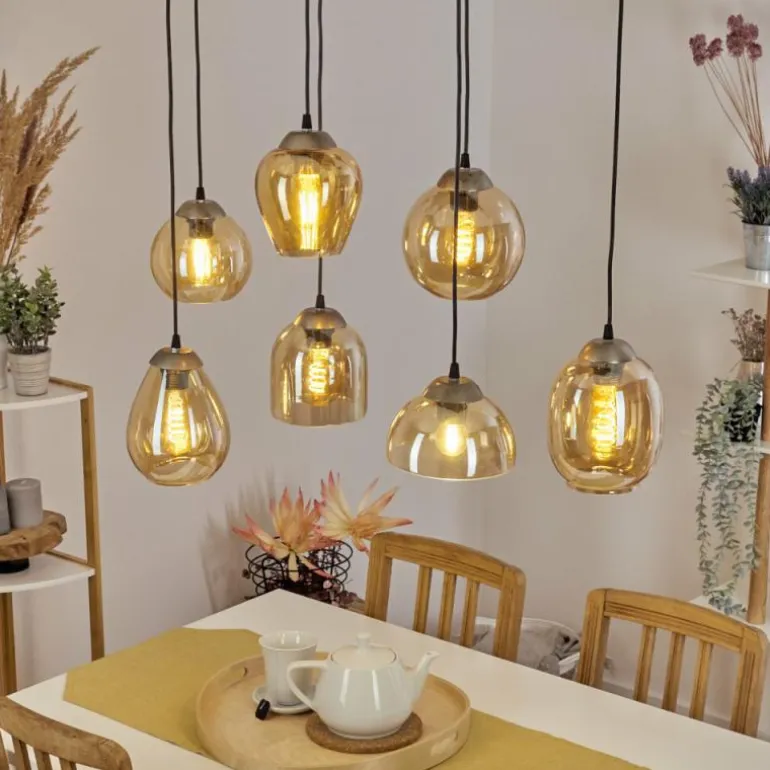 Suspension Nanami Argent Oxydé, Or, 7 lumières