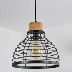 Suspension Omba Écru, Noir, 1 lumière