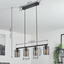 Suspension Pajonales Noir, 4 lumières