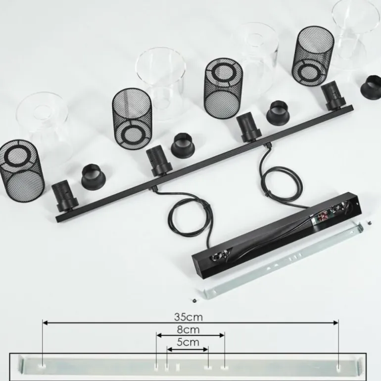 Suspension Pajonales Noir, 4 lumières