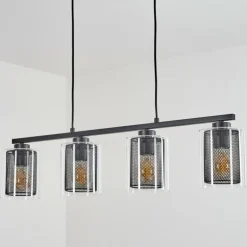 Suspension Pajonales Noir, 4 lumières
