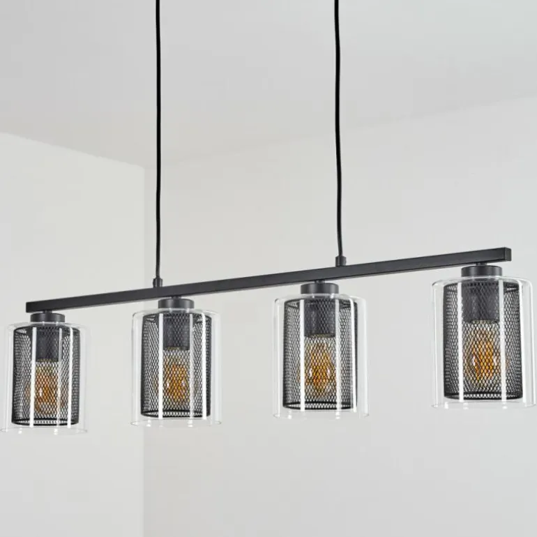 Suspension Pajonales Noir, 4 lumières