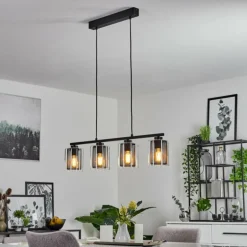 Suspension Pajonales Noir, 4 lumières