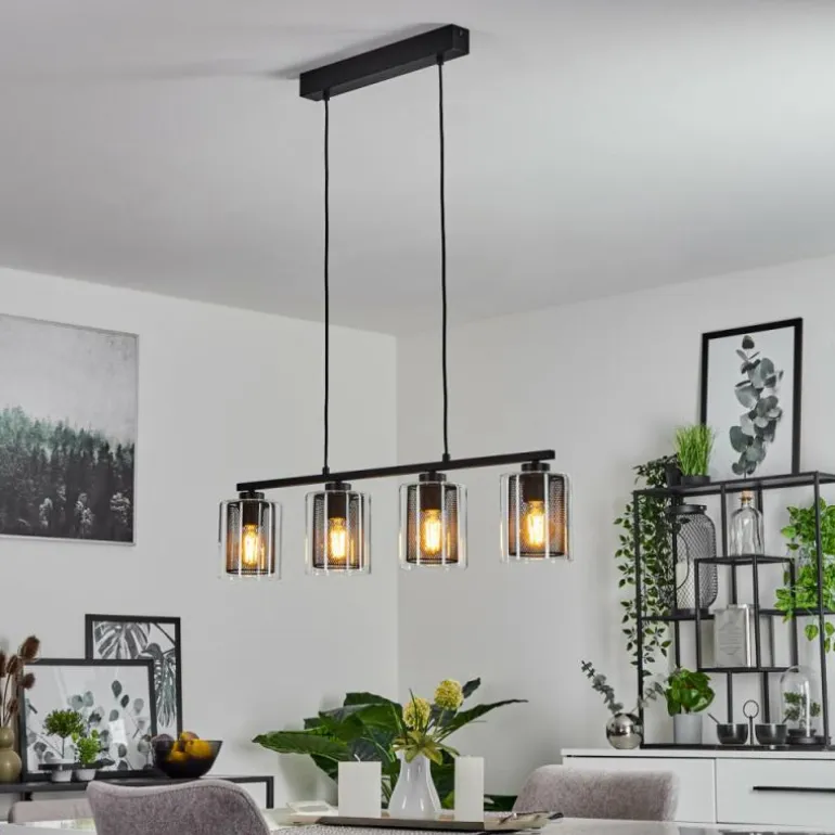 Suspension Pajonales Noir, 4 lumières