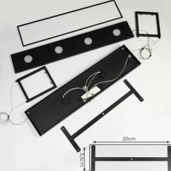 Suspension Quirihue LED Noir, Blanc, 6 lumières