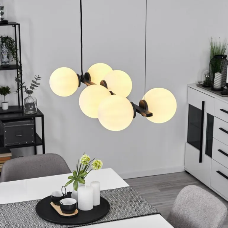 Suspension Rascoupet Noir, 6 lumières