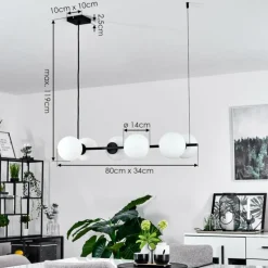 Suspension Rascoupet Noir, 6 lumières