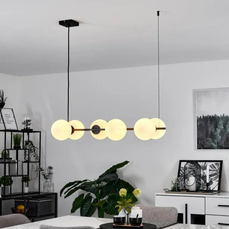Suspension Rascoupet Noir, 6 lumières