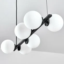 Suspension Rascoupet Noir, 6 lumières
