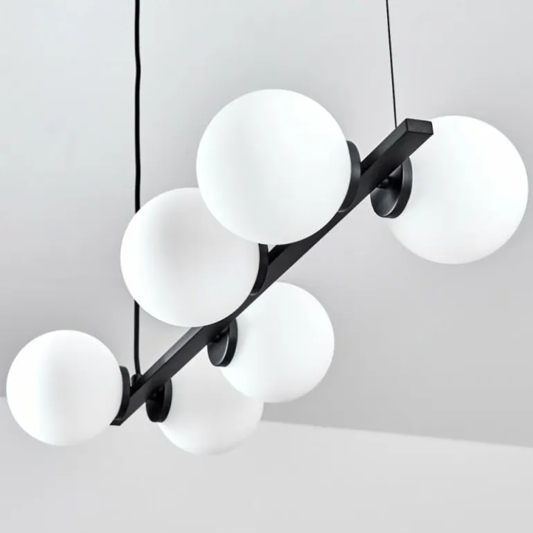 Suspension Rascoupet Noir, 6 lumières