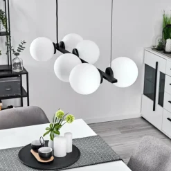 Suspension Rascoupet Noir, 6 lumières
