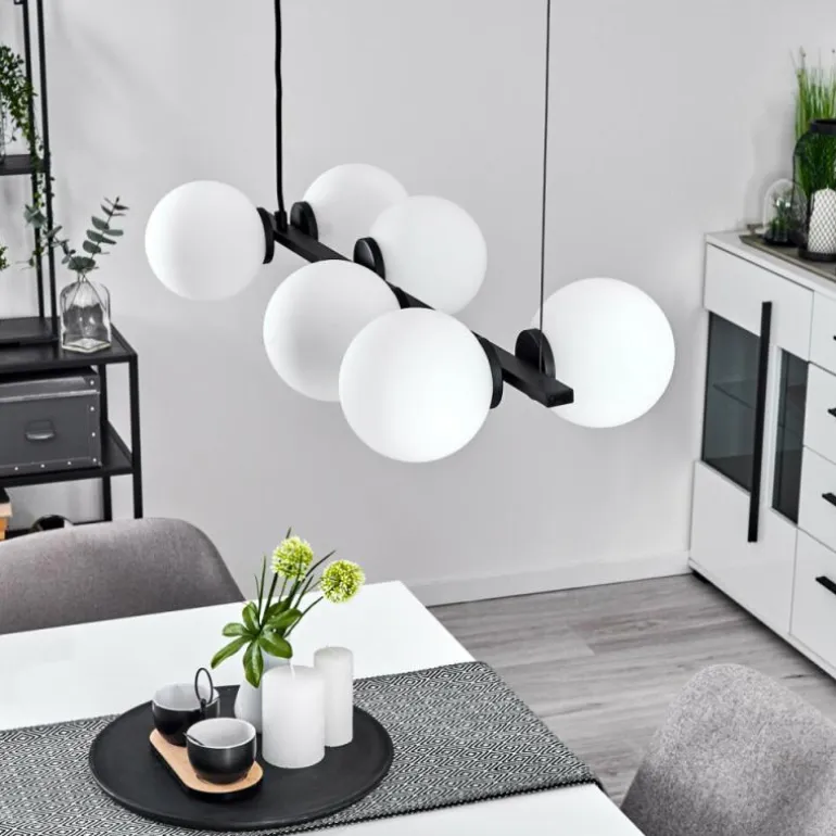 Suspension Rascoupet Noir, 6 lumières
