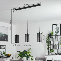 Suspension Rasperden Noir, 3 lumières