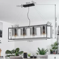 Suspension Sarniguet Noir, 4 lumières