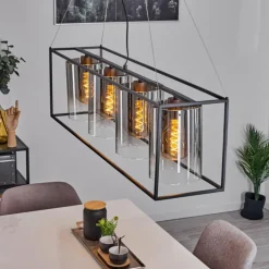 Suspension Sarniguet Noir, 4 lumières