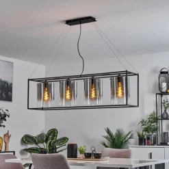 Suspension Sarniguet Noir, 4 lumières