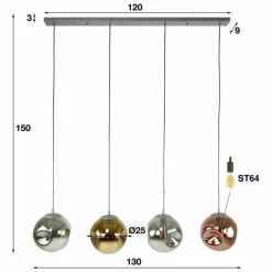 Suspension Stellar Anthracite, 4 lumières