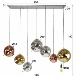 Suspension Stellar Anthracite, 7 lumières