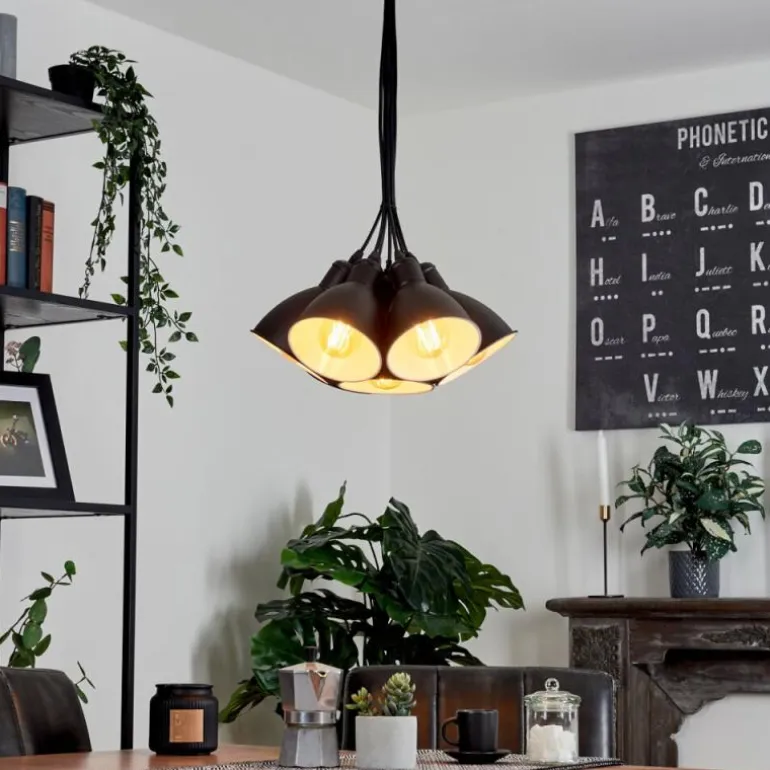 Suspension Timola Noir, 7 lumières