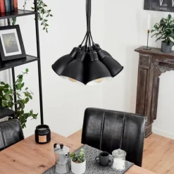 Suspension Timola Noir, 7 lumières