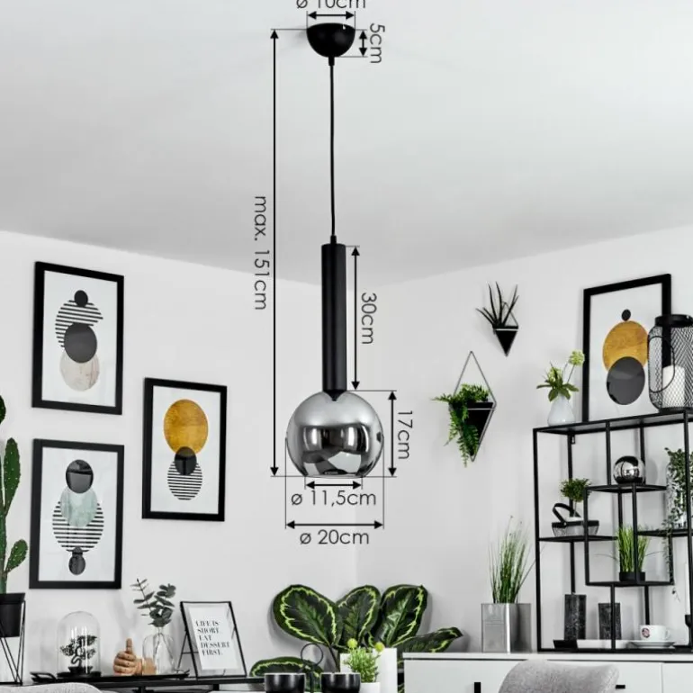 Suspension Trezeste Noir, 1 lumière