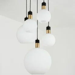 Suspension Tuvalu Laiton, Noir, 5 lumières