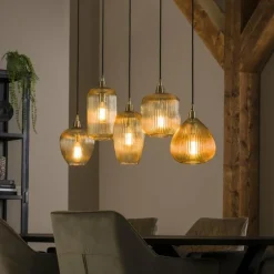 Suspension Vasco Noir, 5 lumières