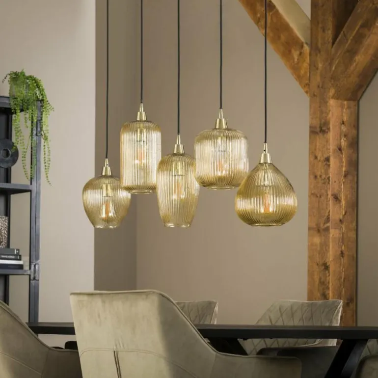 Suspension Vasco Noir, 5 lumières