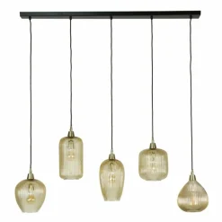Suspension Vasco Noir, 5 lumières