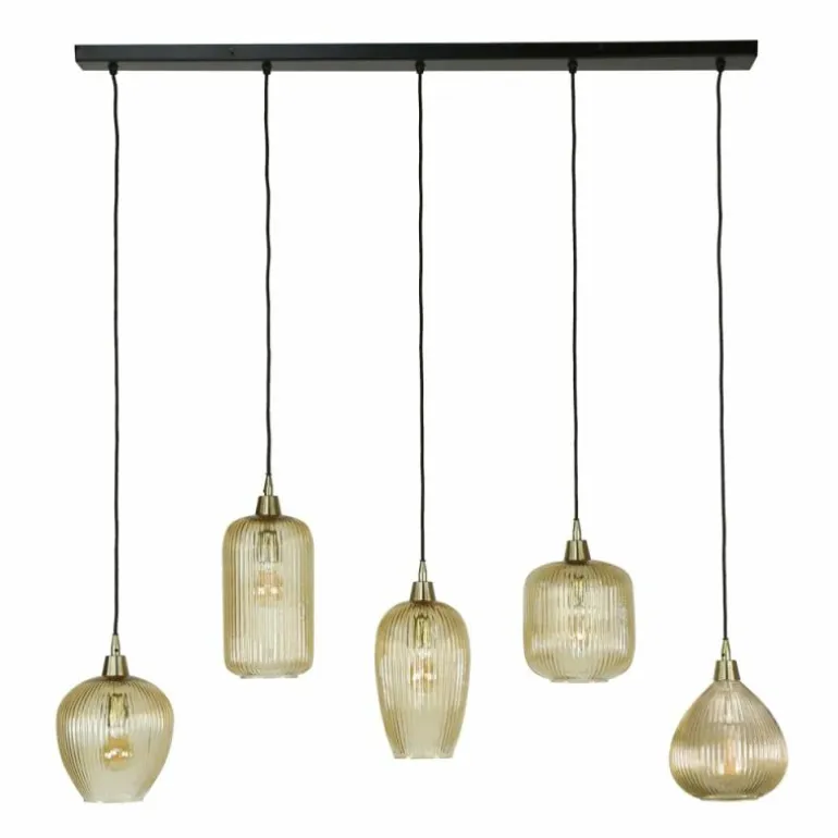 Suspension Vasco Noir, 5 lumières