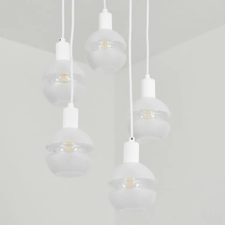 Suspension Ventosa Blanc, 5 lumières