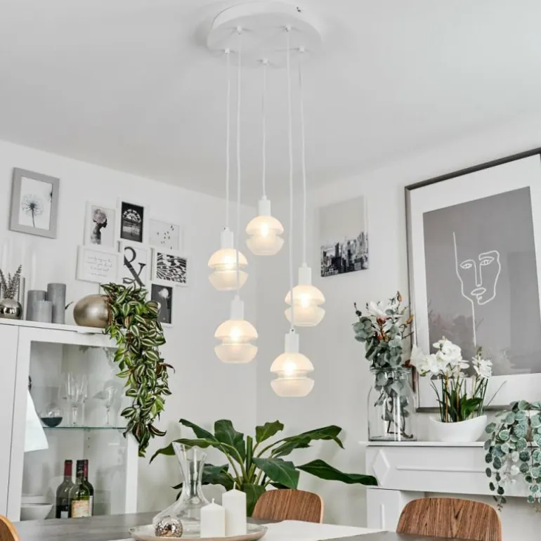 Suspension Ventosa Blanc, 5 lumières